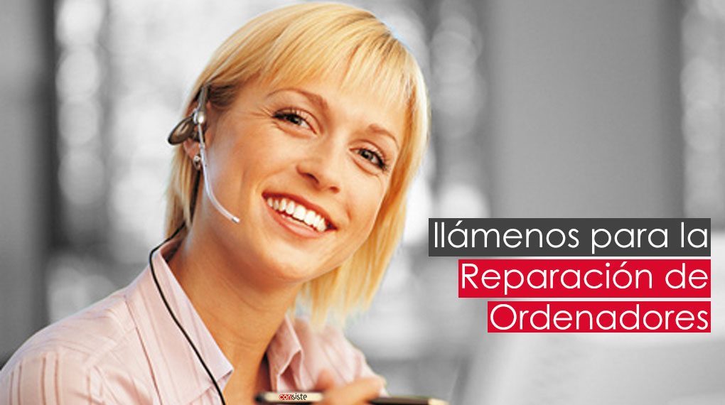 Llamenos para el Arreglo de sus Ordenadores Una mujer con el teléfono. Llamenos para el Arreglo de sus Ordenadores